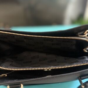 Michael Kors Black Leather Zip-Top Shoulder Bag
